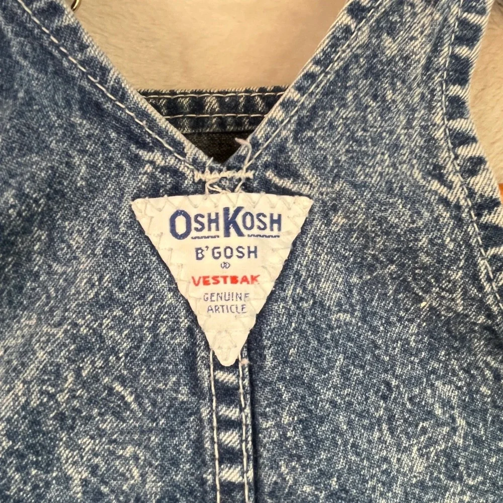 Vintage OshKosh‎ Bgosh Denim Overalls Vestbak Acid Wash 6/9M Cotton 80s 90s Blue